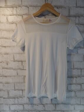 Johnny Was 4 Love and Liberty Ivory Illusion Neck White Tee Top Medium NEW
